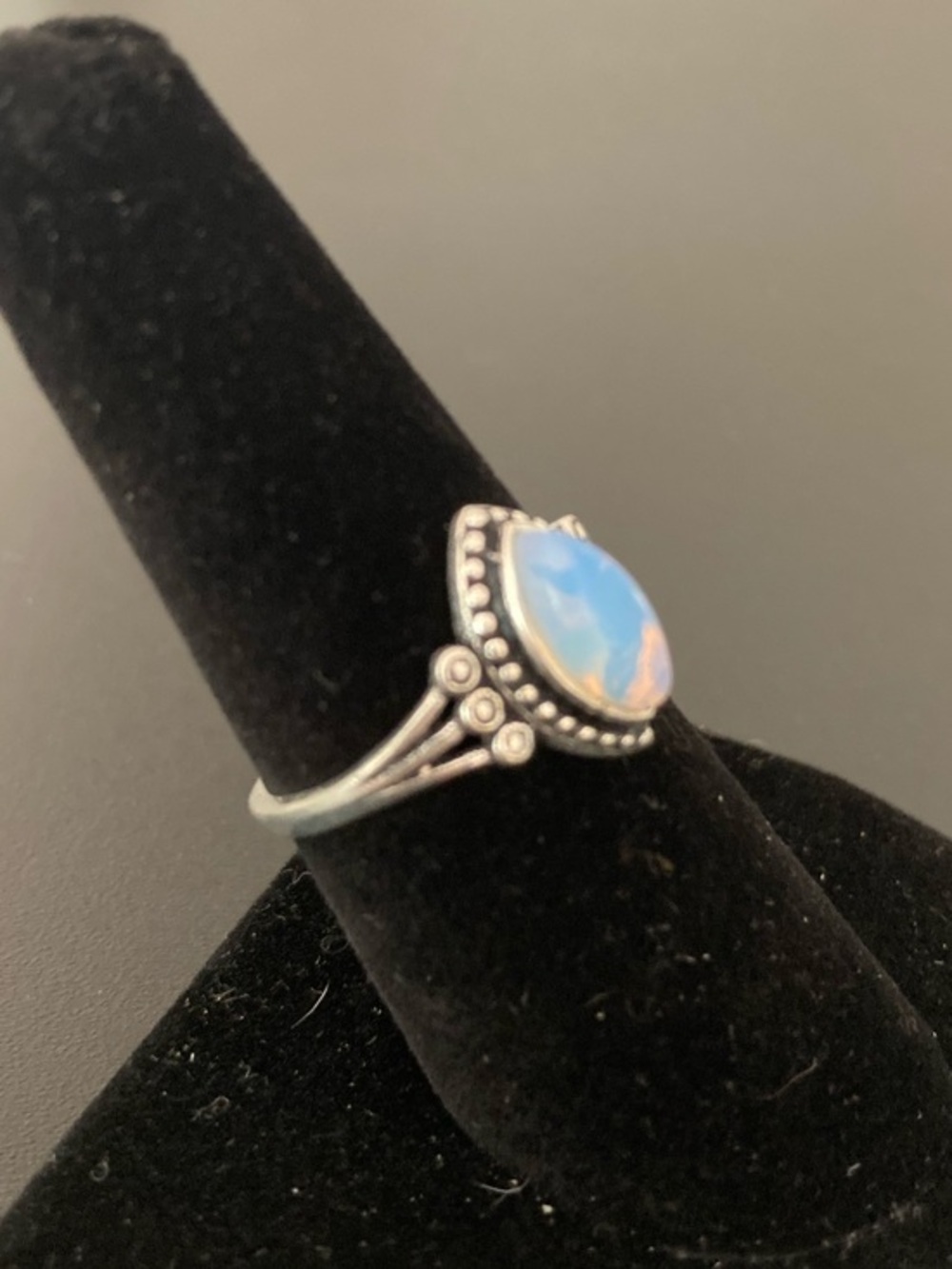 Sterling Silver Blue Marquise Stone Women's Ring Size 7